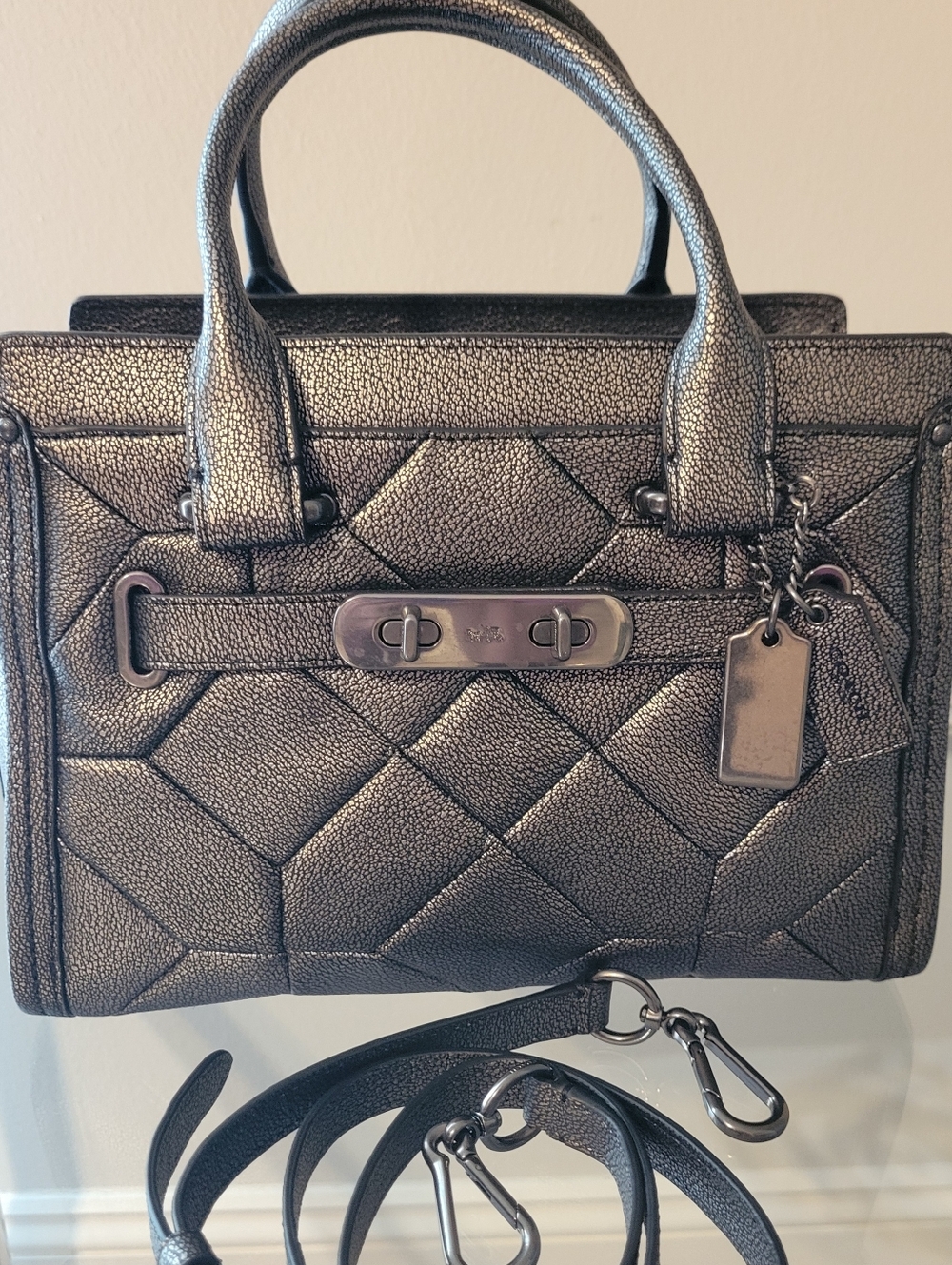 Coach Metallic Patchwork Swagger 27 Bag with  Crossbody Strap